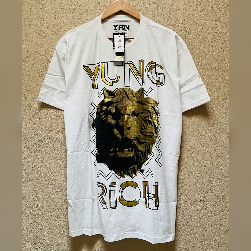 YRN Migos Yung Rich Nation Gold Color Lion Logo T-Shirt Men’s -Size 2XL